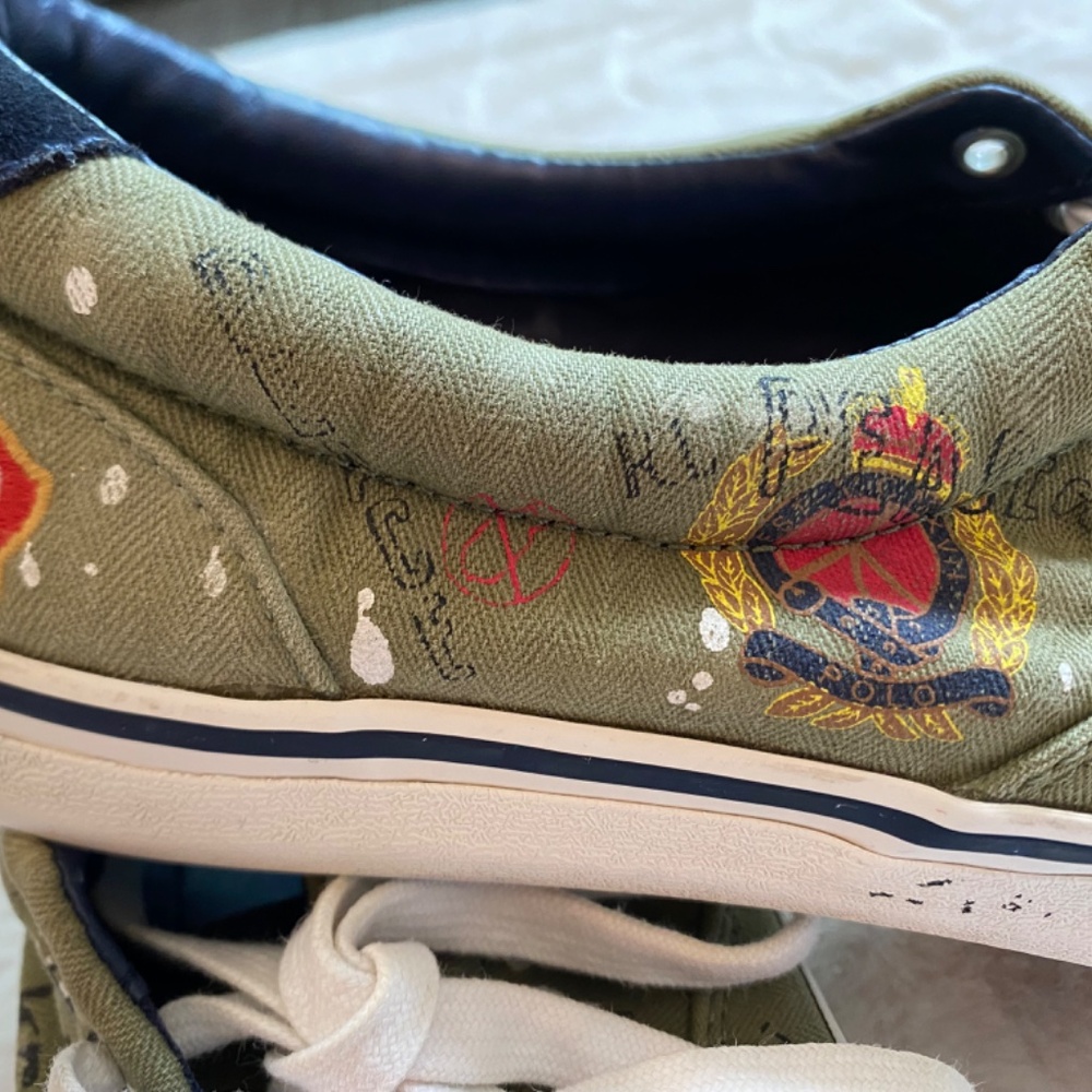 Polo Ralph Lauren Thorton Graffiti Canvas Sneakers "Equality For All" Mens 9.5D - Picture 5 of 8